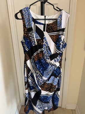 Joseph Ribkoff leopard print blue and brown midi